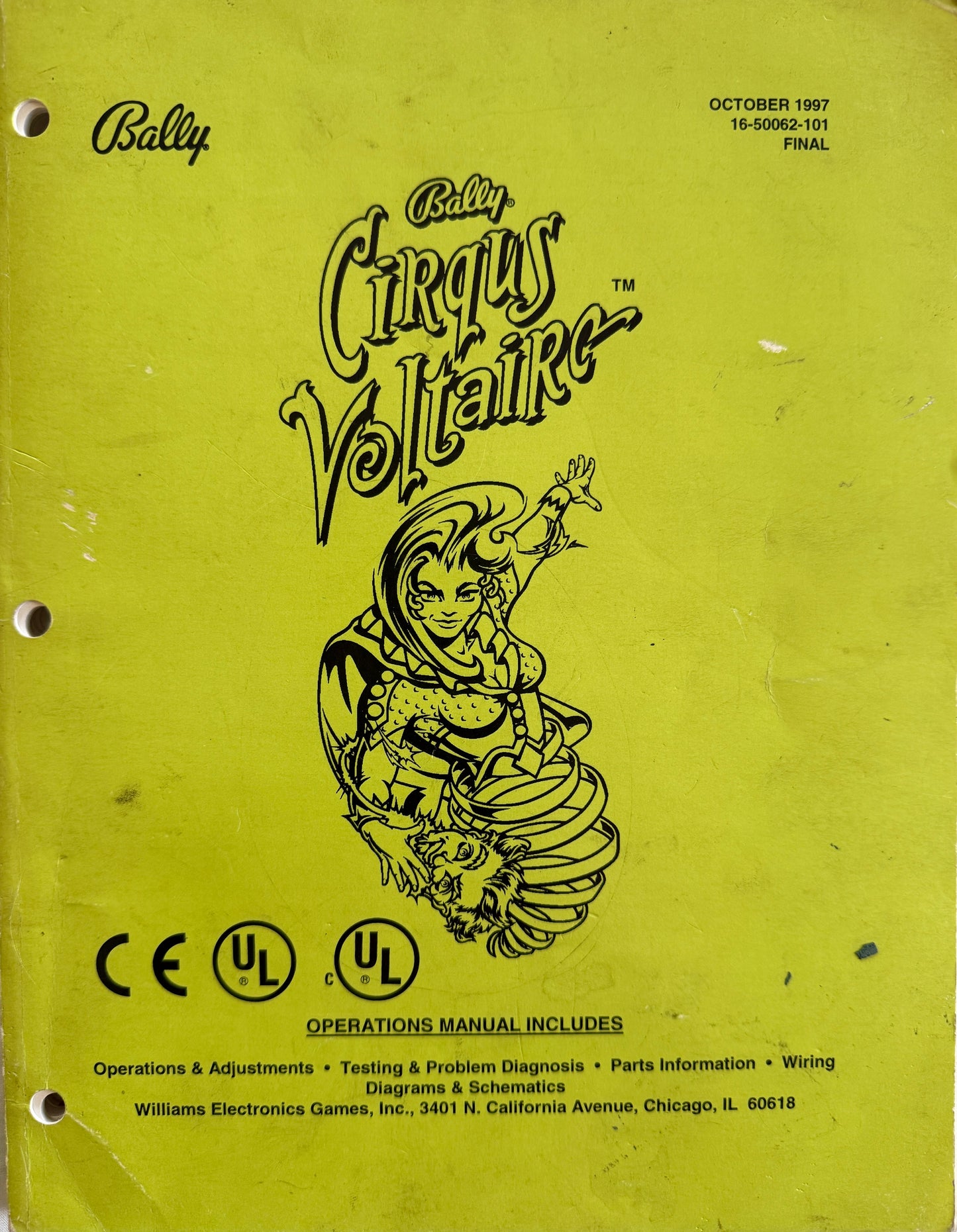 Cirqus Voltaire pinball original manual