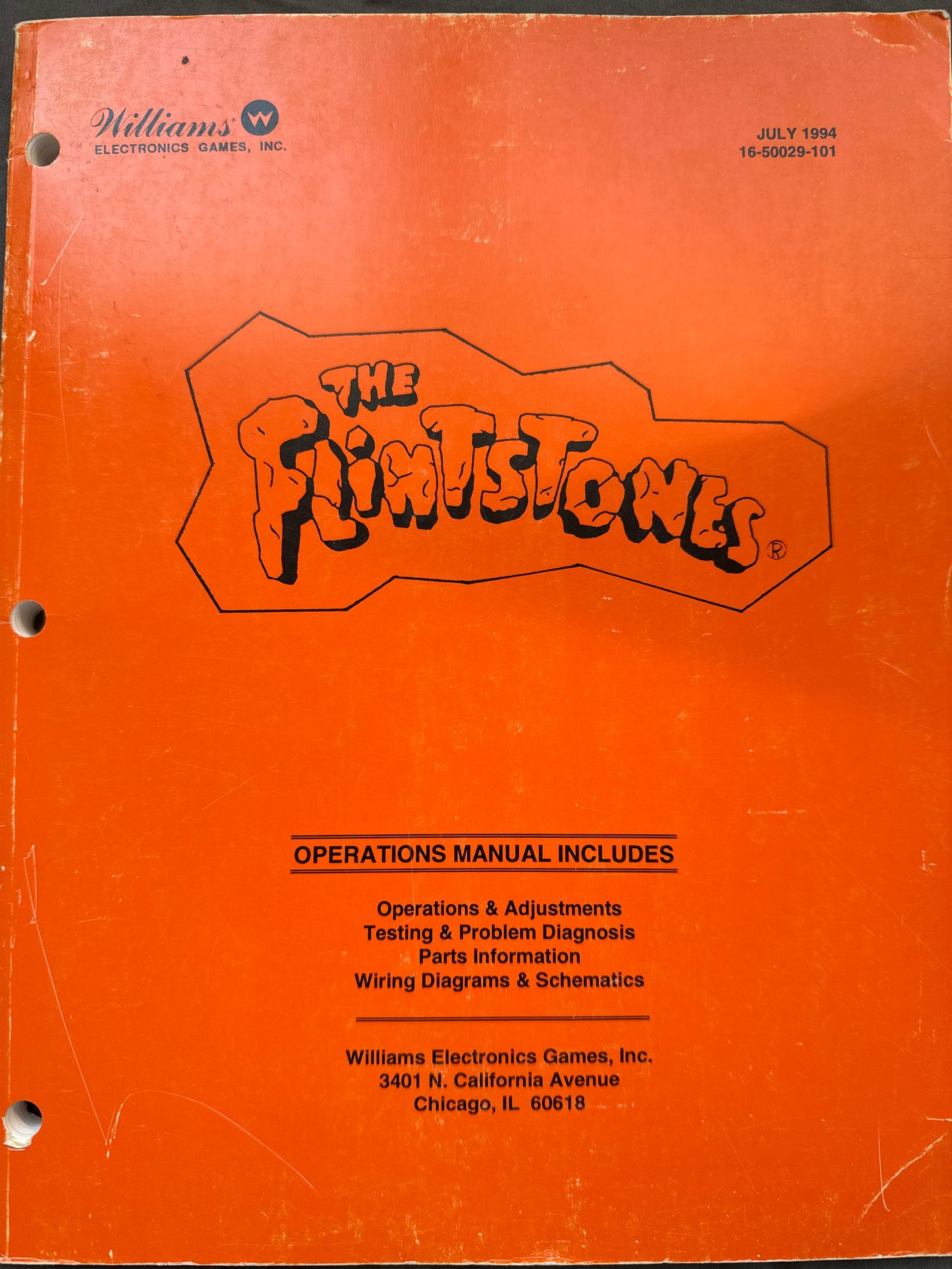 The Flintstones pinball machine original manual