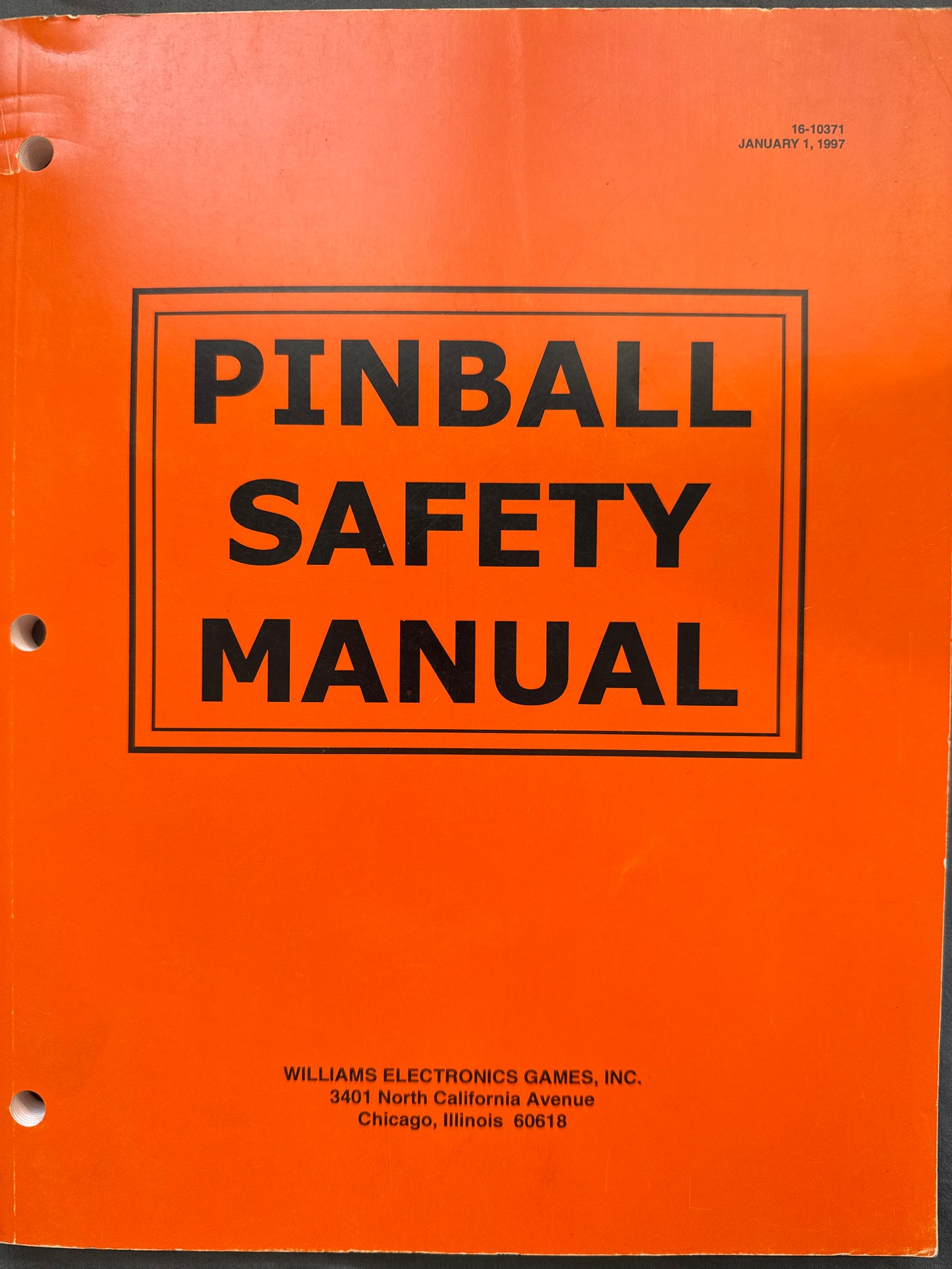 Pinball safety manual by Williams